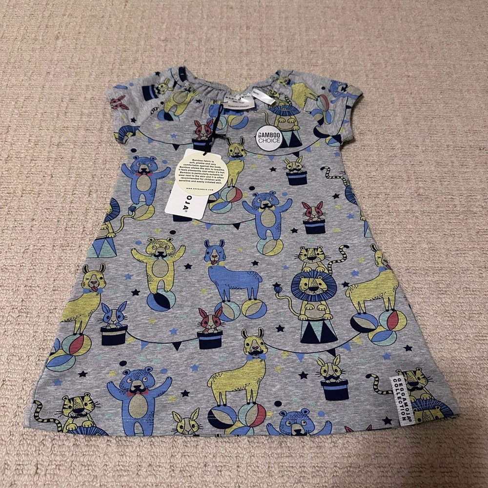 NWT Geggamoja Bamboo Grey Circus Dress size 6-18M